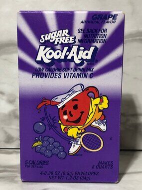 Vintage 90s NOS Kool-Aid Grape Sugar Free Flavor Packet